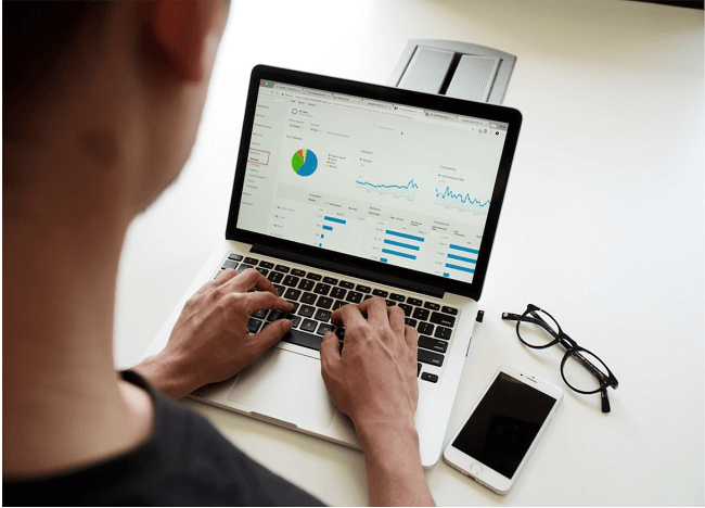 A researcher creates a pie chart along with other data visualizations