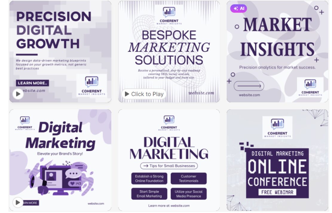 Design.com branding and design flexibility tools showing customizable logo templates, brand colors, fonts, and design elements.